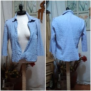 Womens Stretch Jacket Top Cotton Light Blue Zip B5 M FIORLINI INTERNATIONAL